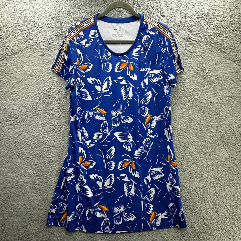 Adidas Women's XL Activewear Dress Blue White Butterfly Design Outdoors Workout